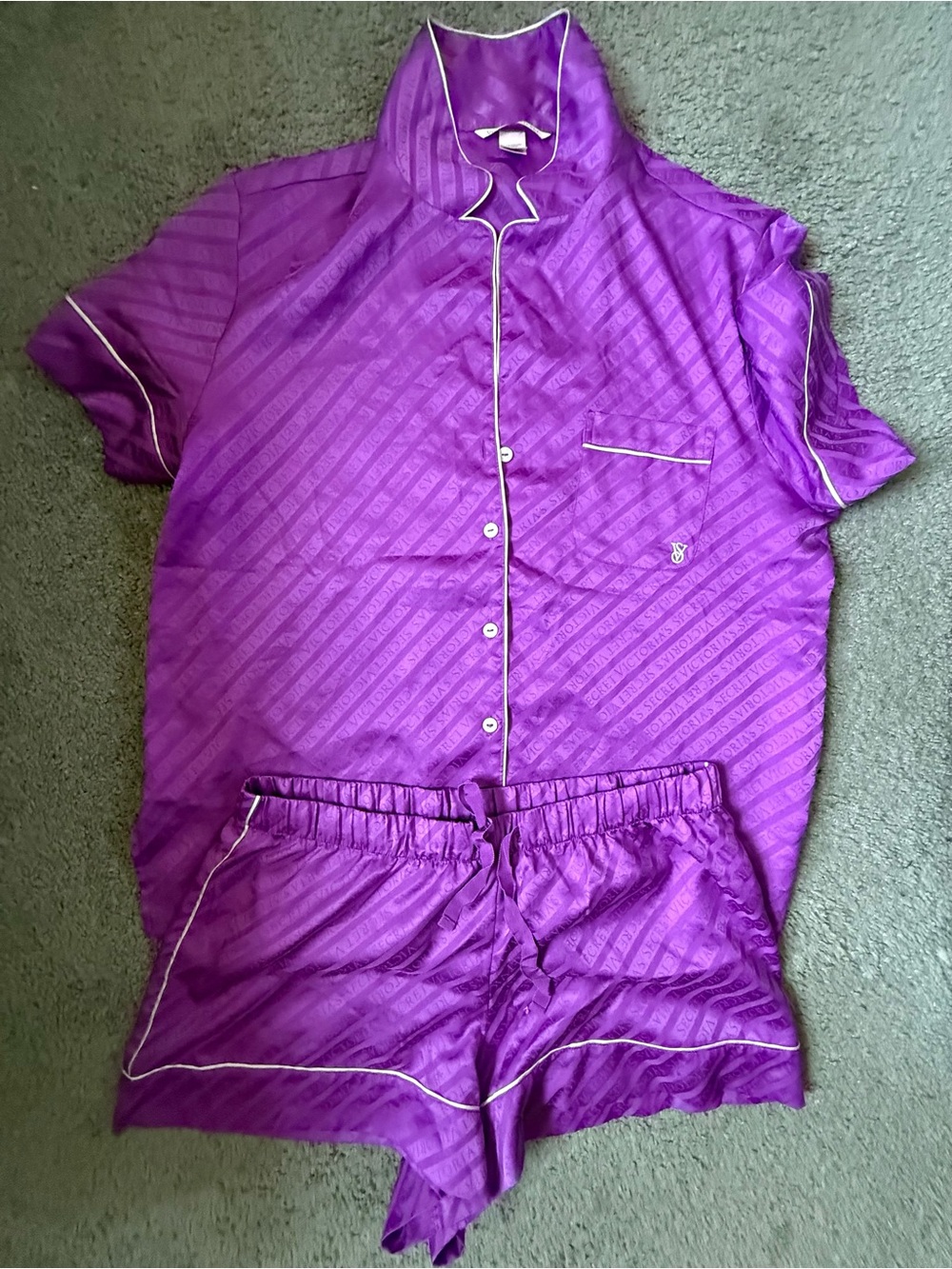 NWOT Victoria's Secret Satin Pajamas Shorts Set Size Medium